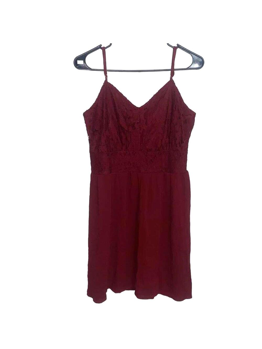 Maurices Burgundy Lace Mini Dress Large Romantic Coquette Date Night Style